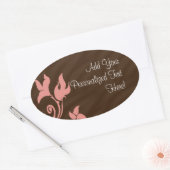 Roze en bruine draf ovale sticker (Envelop)