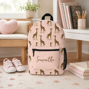 Roze en bruine giraffe safari bedrukte rugzak