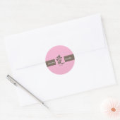 Roze en bruine kanji Love 1,5-inch Sticker (Envelop)