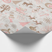 Roze en bruine kerstmis cadeaupapier (Hoek)