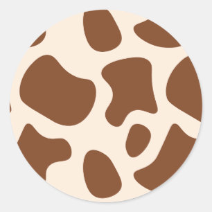 Roze en Bruine Koeienprint Ronde Sticker