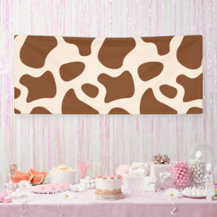 Roze en Bruine Koeienprint Spandoek