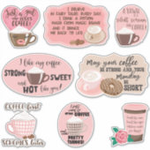 Roze en bruine koffie sticker (Voorkant)