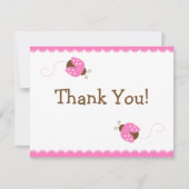 Roze en bruine ladybug Flat Hartelijk dank Bedankkaart (Voorkant)