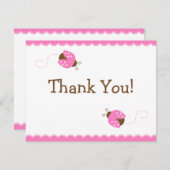 Roze en bruine ladybug Flat Hartelijk dank Bedankkaart (Voorkant / Achterkant)