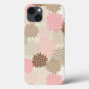 Roze en bruine maanpatroon iPhone 13 hoesje