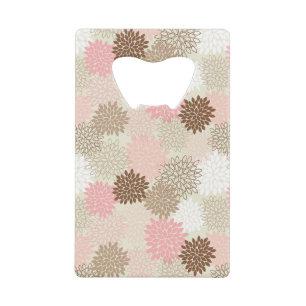 Roze en bruine maanpatroon kredietkaart flessenopener