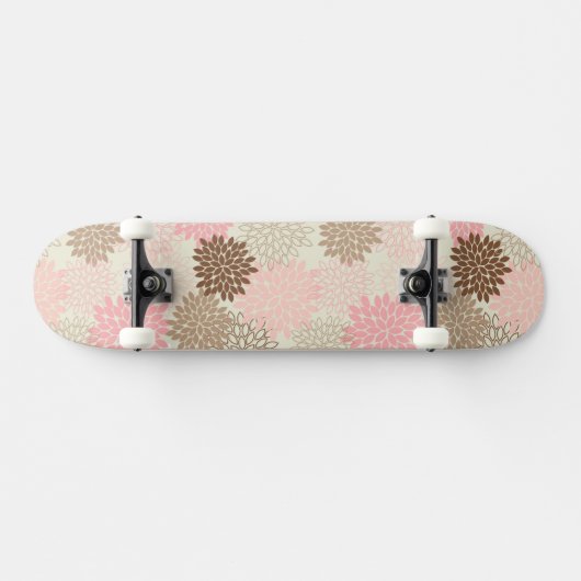 Roze en bruine maanpatroon skateboard (Horizontaal)