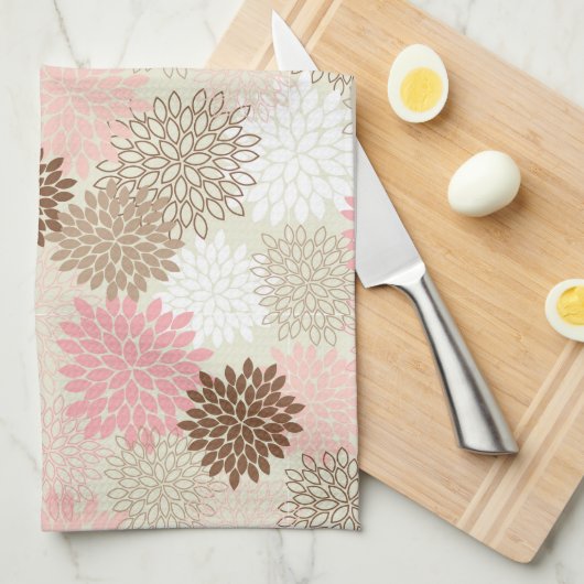 Roze en bruine maanpatroon theedoek (Quarter Fold)