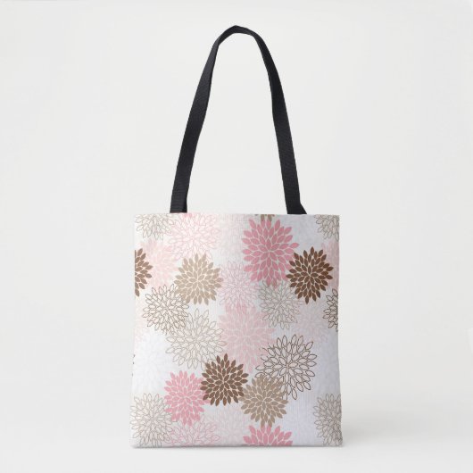Roze en bruine maanpatroon tote bag (Voorkant)