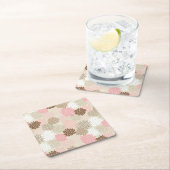 Roze en bruine maanpatroon vierkante kartonnen onderzetter (Insitu)