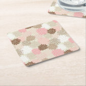 Roze en bruine maanpatroon vierkante kartonnen onderzetter (Schuin)