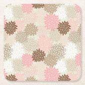 Roze en bruine maanpatroon vierkante kartonnen onderzetter (Voorkant)