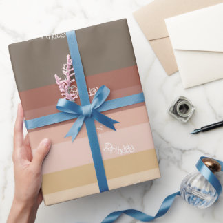 Roze en bruine moderne streep cadeaupapier