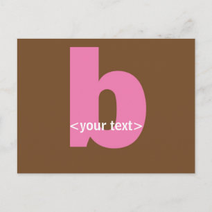 Roze en bruine monogram - letter B Briefkaart