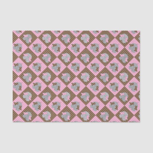 Roze en Bruine Olifant Polka Dots Tissuepapier (Voorkant)