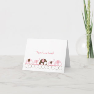 Roze en bruine olifanten baby meisje foto opmerkin notitiekaartje