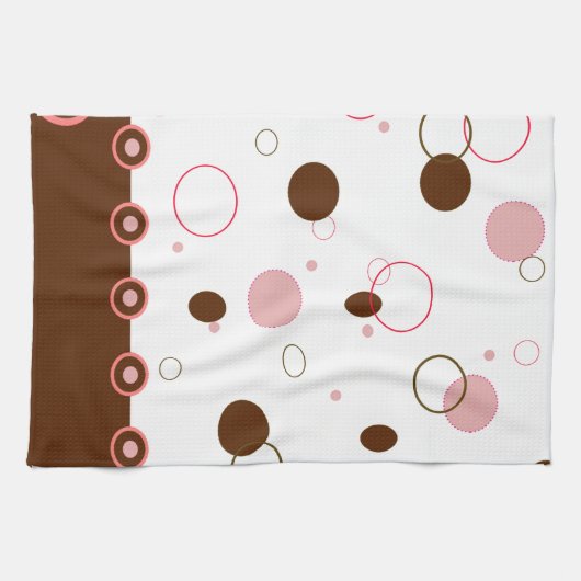 Roze en bruine pokadots theedoek (Horizontaal)