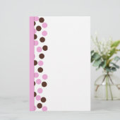 Roze en Bruine Polka Dot Briefpapier (Staand voorkant)