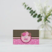 Roze en bruine Poppen : Visitekaartjes (Staand voorkant)