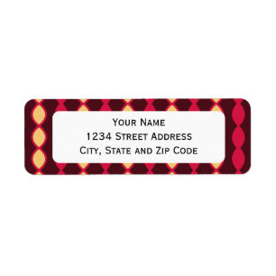 Roze en bruine retro 70's patroon etiket