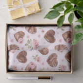 Roze en bruine rozen bloemen harten bruiloft tissuepapier (Geschenk)