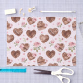 Roze en bruine rozen bloemen harten bruiloft tissuepapier (Craft)