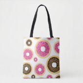 Roze en bruine sprinkhanen donuts Modern Fun Cute Draagtas (Voorkant)