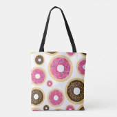 Roze en bruine sprinkhanen donuts Modern Fun Cute Draagtas (Achterkant)