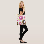 Roze en bruine sprinkhanen donuts Modern Fun Cute Draagtas (Op model)