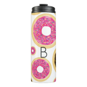 Roze en bruine sprinkhanen donuts Modern Fun Cute Thermosbeker