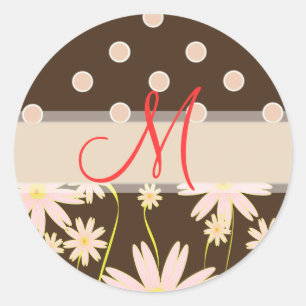 Roze en bruine stickers met polka stippen