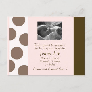 Roze en bruine Stippen Briefkaart ()