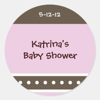 Roze en bruine stippen ronde sticker