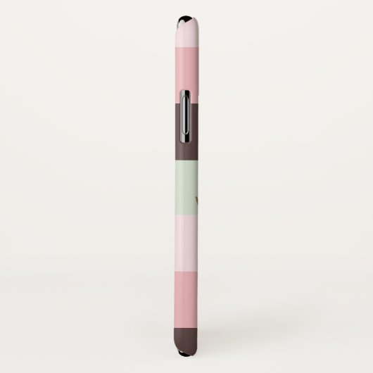 Roze en bruine streep monogram gewei Case-Mate iPhone case (Achterkant / rechts)
