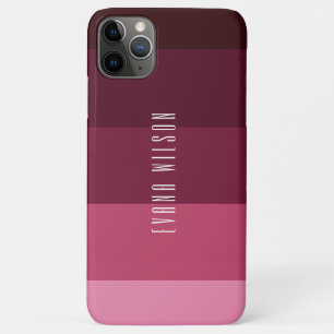 Roze en Bruine Strepen ColorBlock Personaliseer Na iPhone 11 Pro Max Hoesje