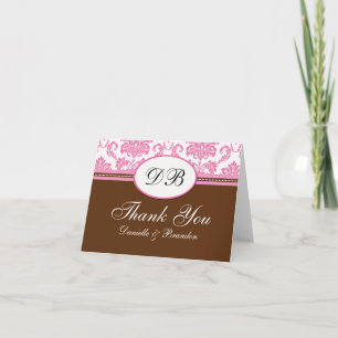 Roze en bruine trouw bedankt