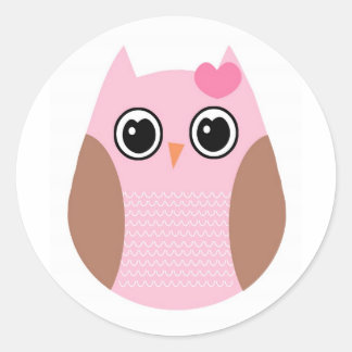 Roze en Bruine Uil Stickers
