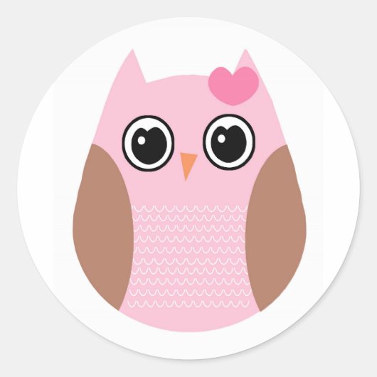 Roze en Bruine Uil Stickers (Voorkant)