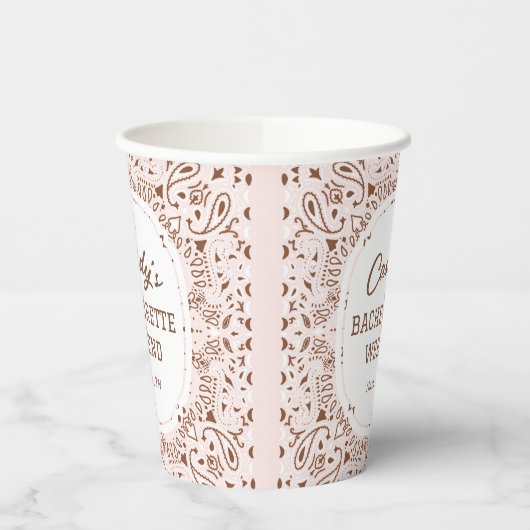 Roze en Bruine Westerse Bachelorette-feest Papieren Bekers (Links)