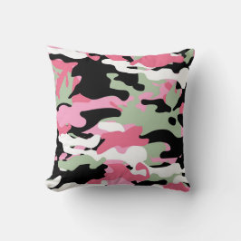 Roze en Celadon Green Camo Sierkussen