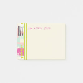 Roze en Chartreuse Abstracte kunstnaam Post-it® Notes