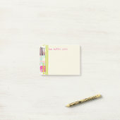 Roze en Chartreuse Abstracte kunstnaam Post-it® Notes (Op bureau)