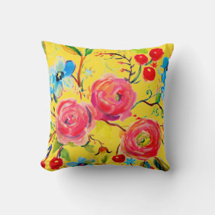 Roze en Cherry Yellow Kussen