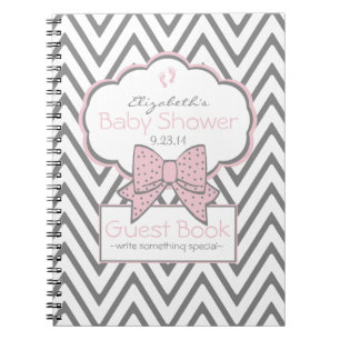 Roze en Chevron Baby shower Guest Book- Notitieboek