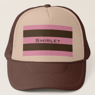 Roze en chocolade bruine strepen van STaylor Trucker Pet