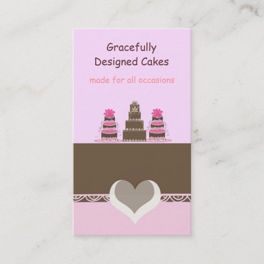 Roze en chocolade Designer Cakes Visitekaartje (Voorkant)