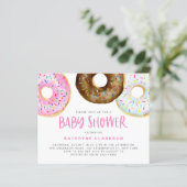 Roze en chocolade Donuts Baby shower Uitnodiging (Staand voorkant)