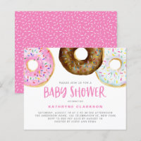 Roze en chocolade Donuts Baby shower Uitnodiging