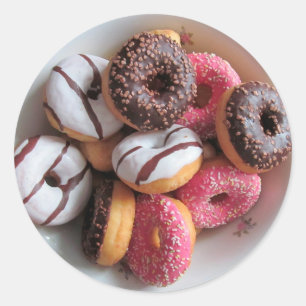 Roze en Chocolade Donuts Foodie Dessert Stickers
